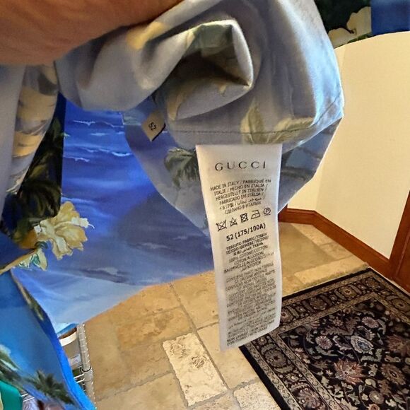 Men’s Gucci palm tree print bowling shirt size 52 made in Italy - Picture 5 of 7